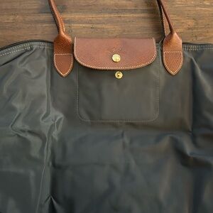 Brown and Blue Longchamp Tote Bag